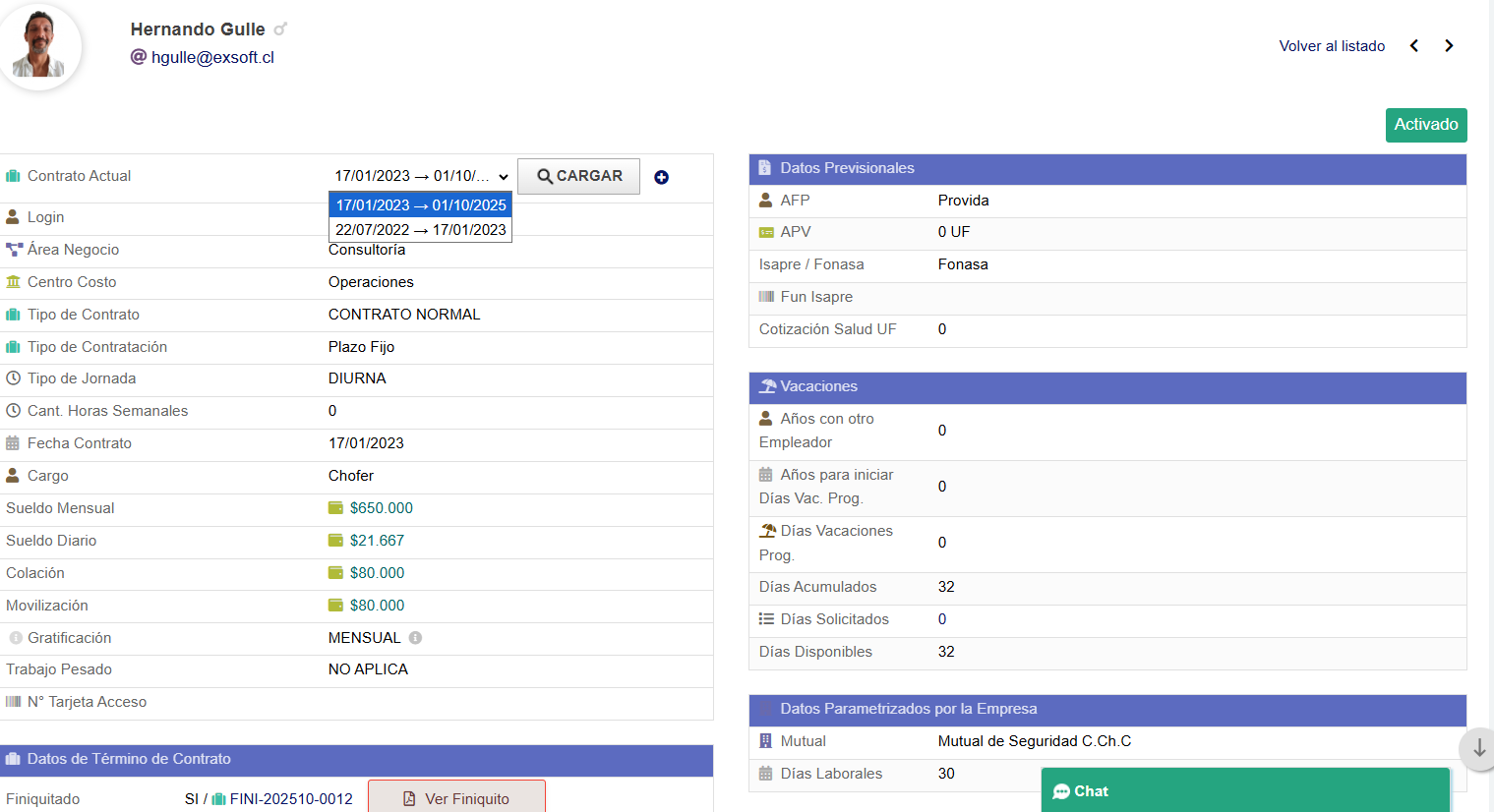 Contratos laborales Dolibarr