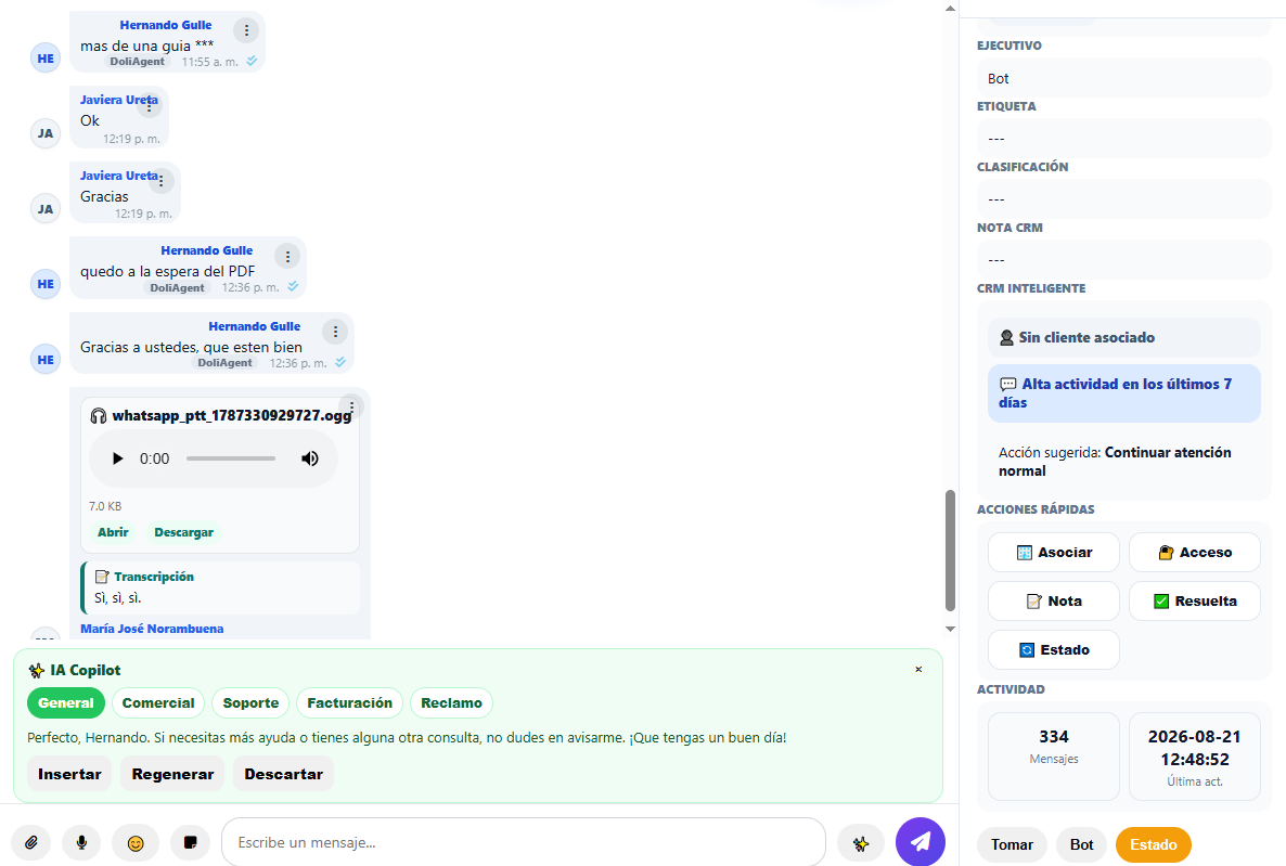 Inteligencia Artificial y Copilot de DoliAgent