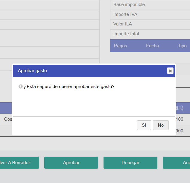 Aprobaciones y pagos de gastos