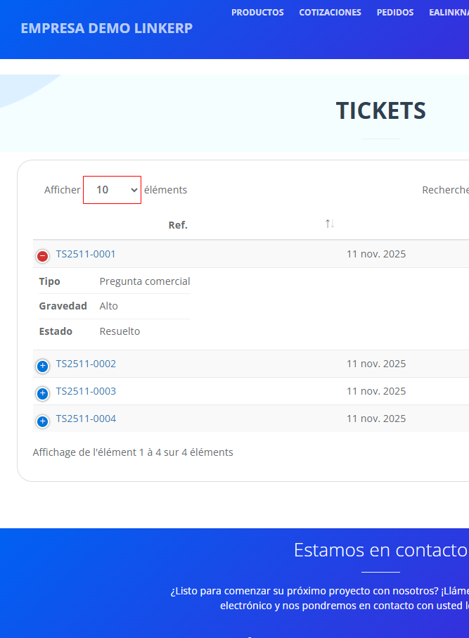 Portal de clientes tickets Dolibarr