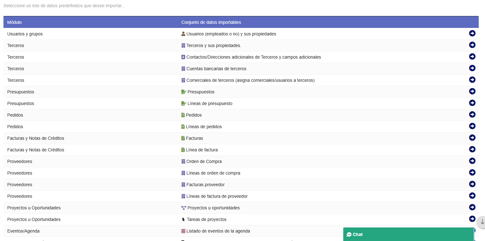 Importación y Exportación Dolibarr