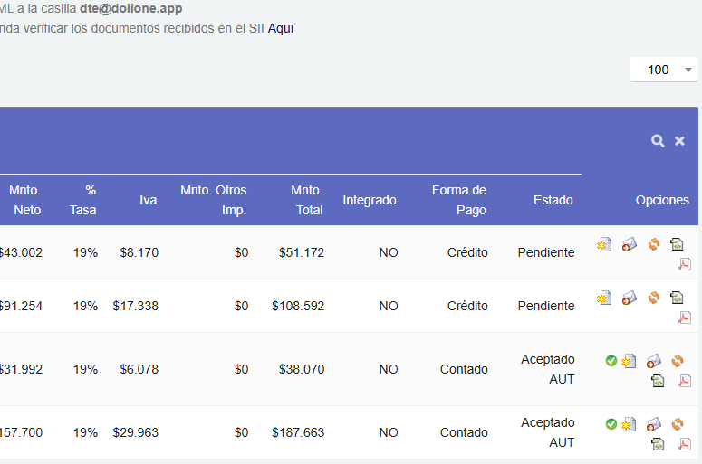 Recepción y acuse de DTE compras