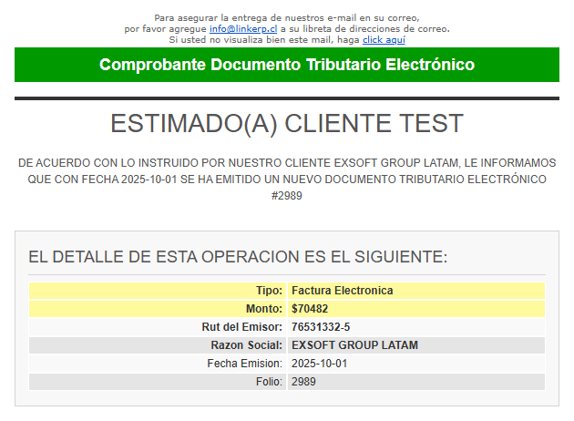 Envío de DTE por correo