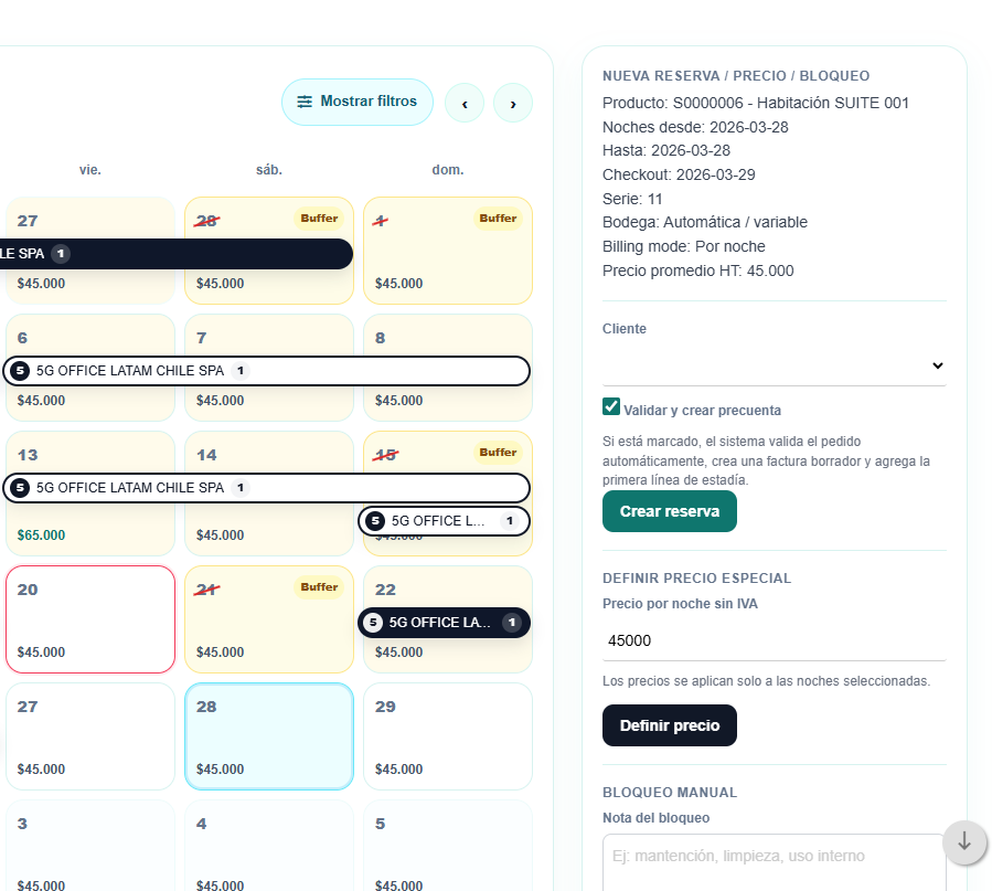 Reservas y disponibilidad PMS