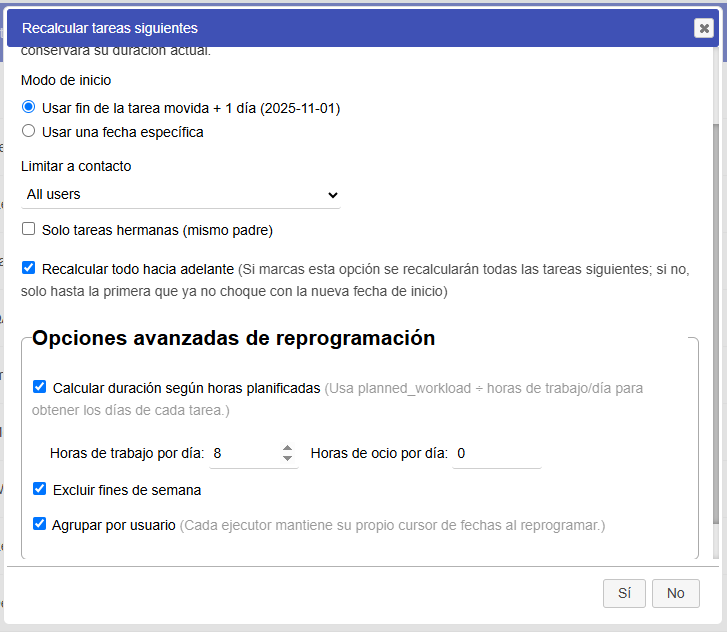 Replanificación masiva