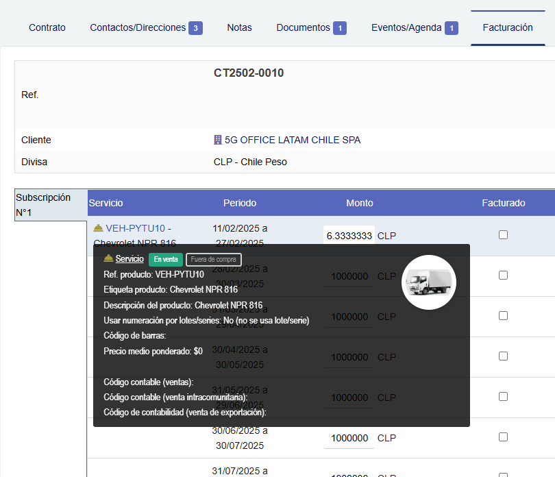 Contratos y facturación de arriendo