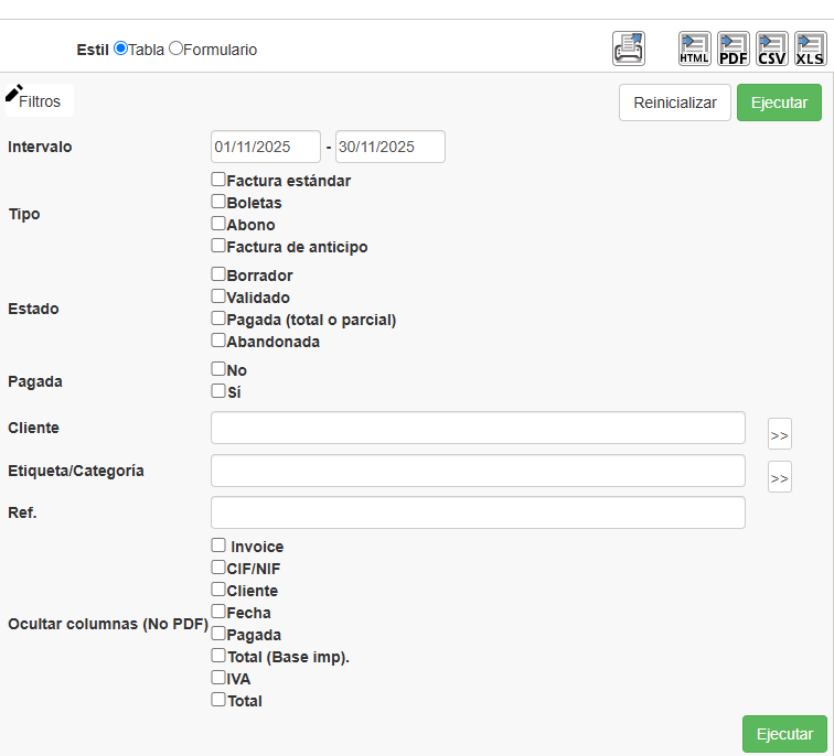 Reportes generales Dolibarr