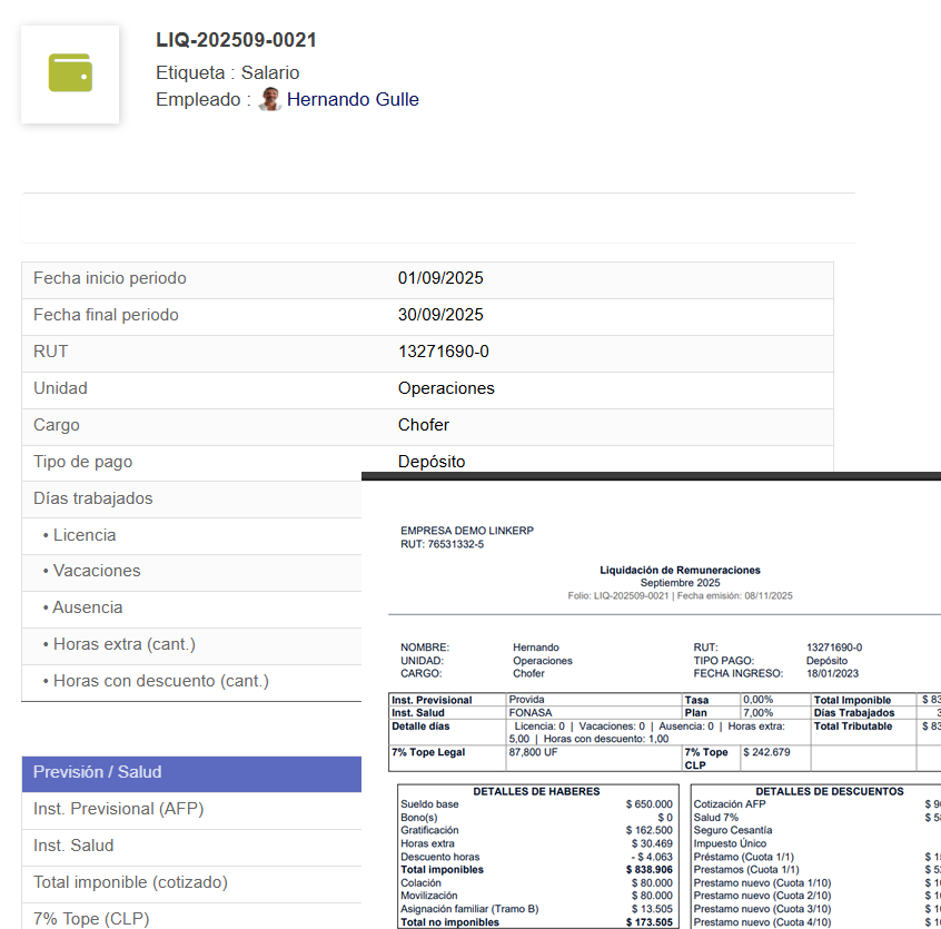 Cálculo y pago de liquidaciones