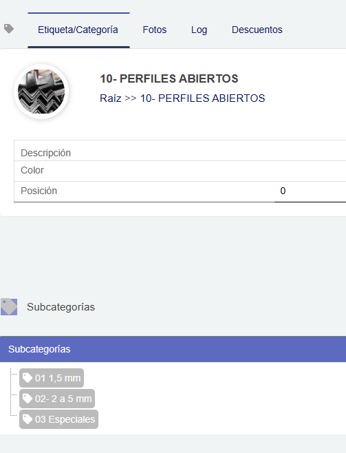 Etiquetas en productos Dolibarr