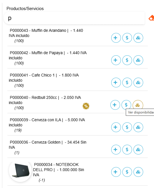 Gestión de productos TakePOS