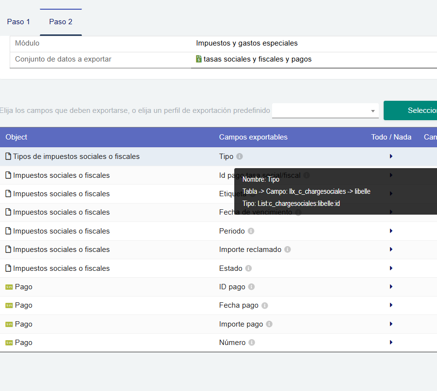 Exportaciones y respaldo de impuestos