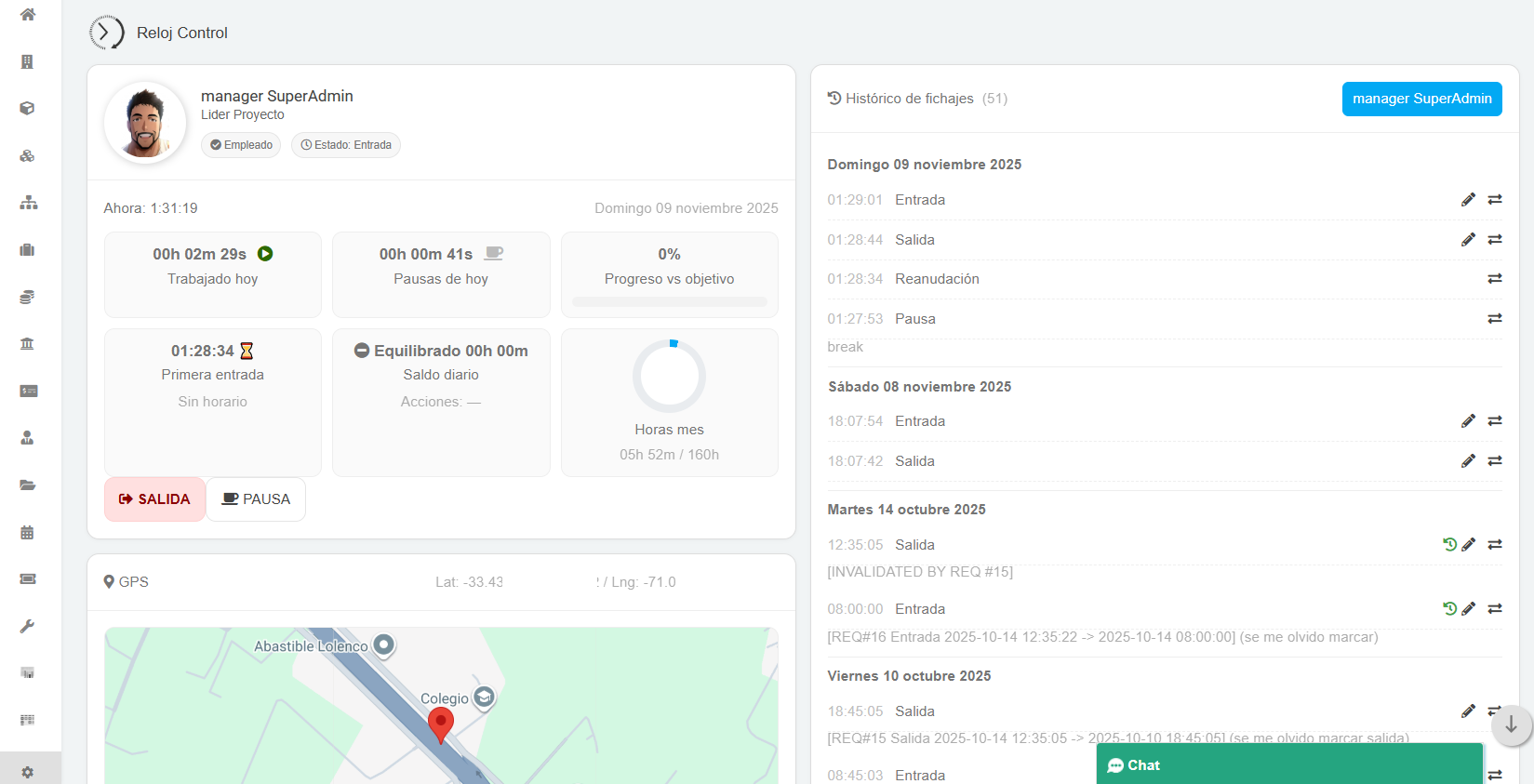 Fichajes Dolibarr Timeclock