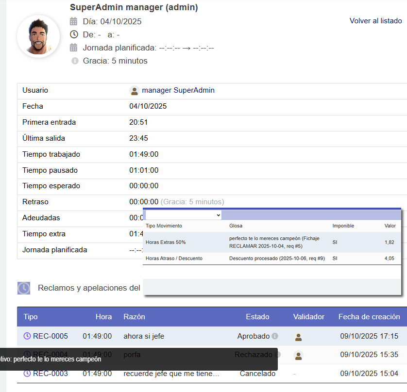 Solicitudes y aprobaciones fichajes Dolibarr