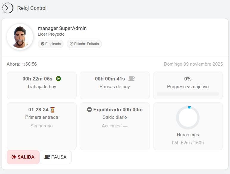 Panel del trabajador
